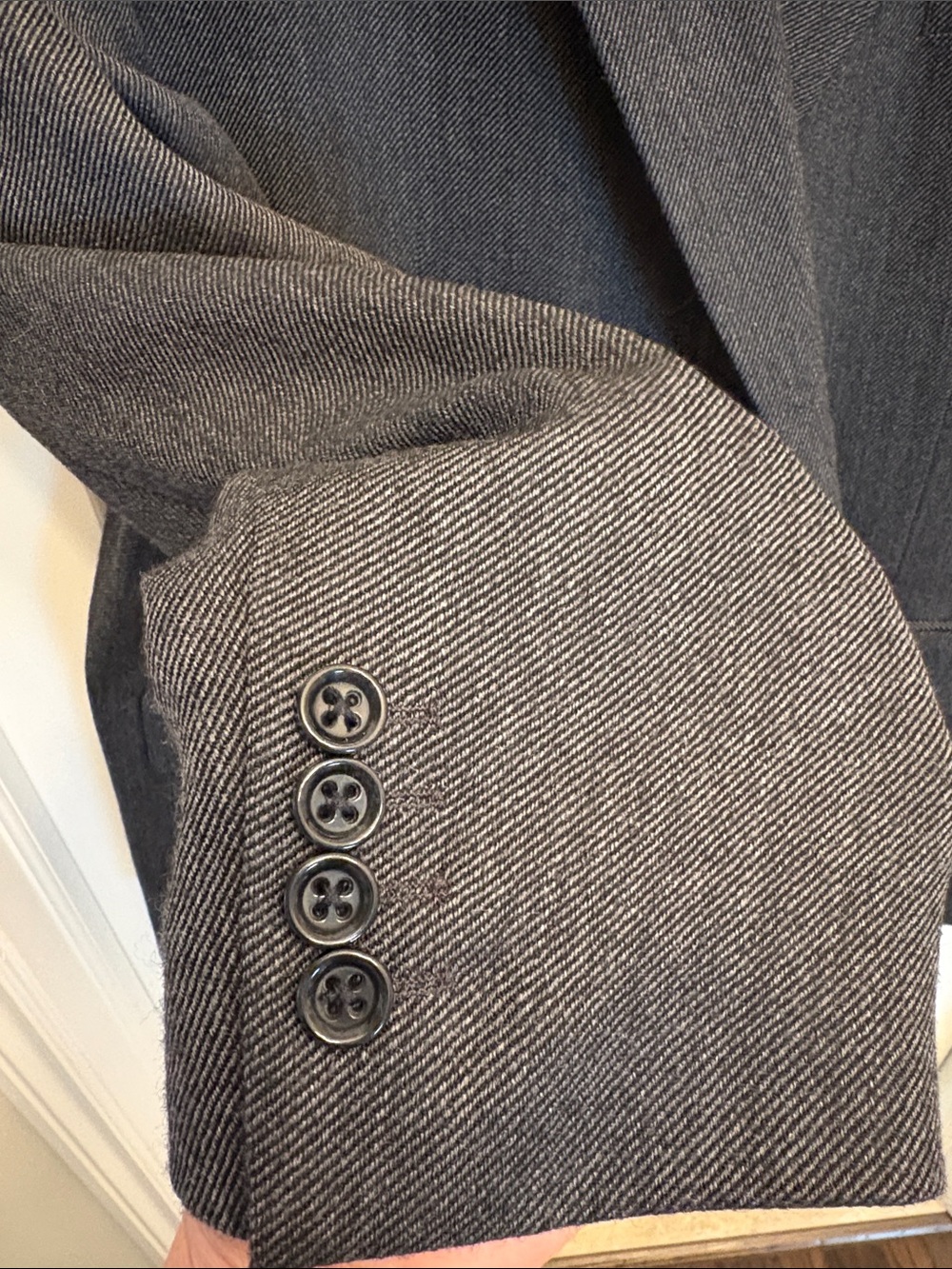 Stafford Men's Dark Charcoal Wool Notch-Lapel Two-Button Blazer 52R Sport Coat - Picture 3 of 12